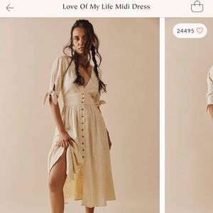 Free People Love of my life midi dress , color pampas